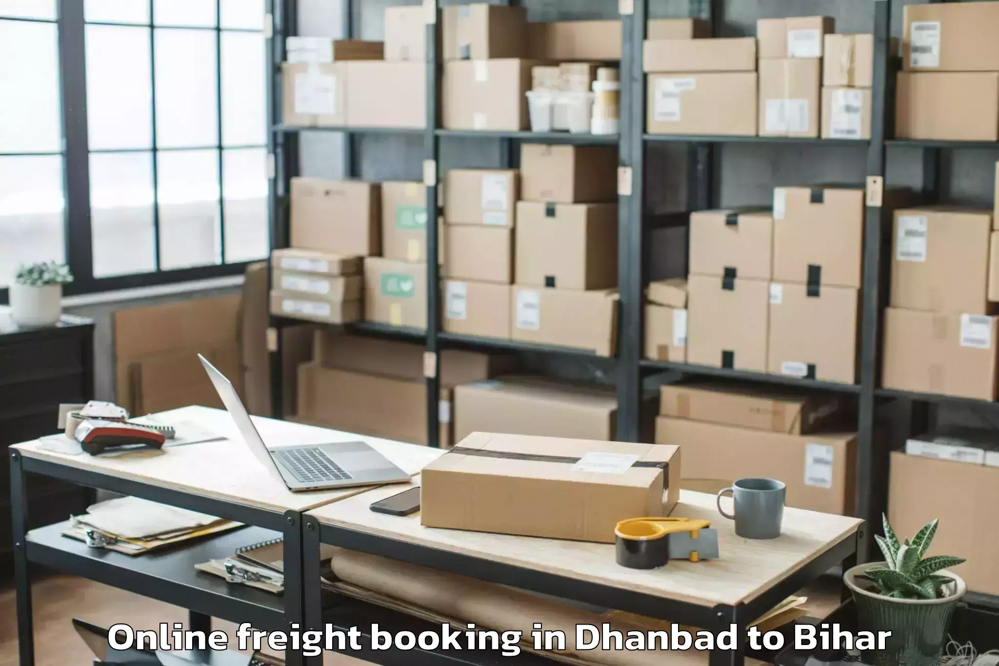 Book Dhanbad to Tetaria Online Freight Booking Online